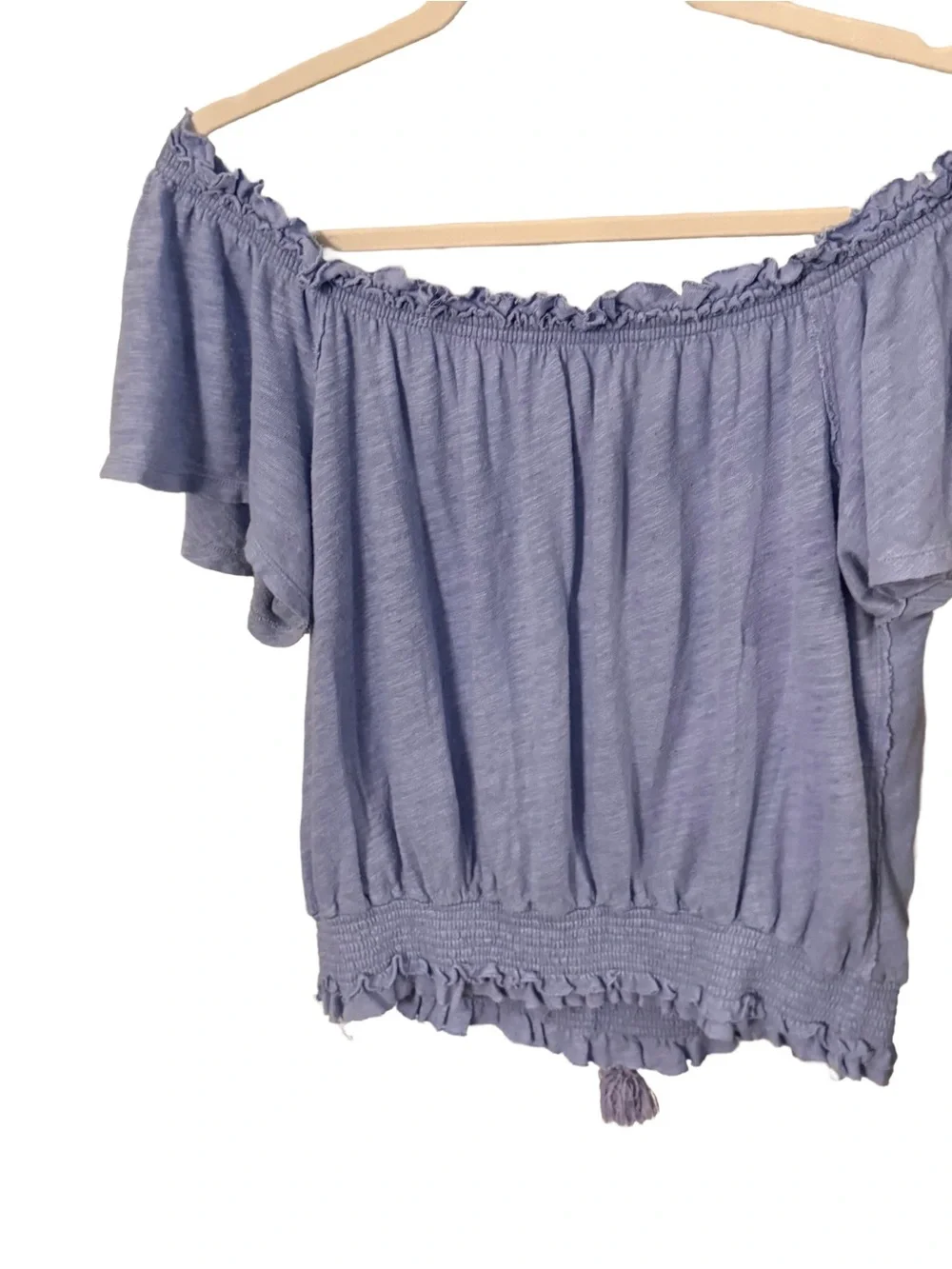 Free People Off The Shoulder Peasant Ruffle Elastic Waist Blouse / TopSize M EUC